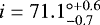 $i=71.1^{\circ+0.6}_{-0.7}$