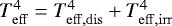 $T^4_{\rm{eff}}= T^4_{\rm{eff, dis}}+T^4_{\rm{eff, irr}}$