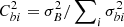 $ C_{bi}^2 = \sigma_B^2/\sum\nolimits_i\sigma_{bi}^2 $