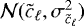 $\mathcal{N}(\tilde{c}_{\ell},\sigma_{\tilde{c}_{\ell}}^2)$