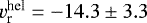 $v^{\textrm{hel}}_{\textrm{r}} = {-}14.3\pm3.3$