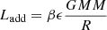$$ \begin{aligned} L_{\rm add} = \beta \epsilon \frac{G M {M}}{R} \end{aligned} $$