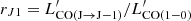 $ r_{J1}=L^{\prime}_\mathrm{CO(J\rightarrow J{-}1)}/L^{\prime}_\mathrm{CO(1{-}0)} $