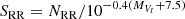 $$ \begin{aligned} S_{\rm RR} = N_{\rm RR} / 10^{-0.4(M_{V_t} + 7.5)} \end{aligned} $$