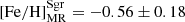 $ [\mathrm{Fe/H}]_{\mathrm{MR}}^{\mathrm{Sgr}}=-0.56\pm 0.18 $