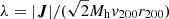 $ \lambda=|\boldsymbol{J}|/(\sqrt{2}M_{\mathrm{h}}\mathit{v}_{200}r_{200}) $