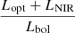 $ \frac{L_\mathrm{{opt}} + L_\mathrm{{NIR}}}{L_\mathrm{{bol}}} $