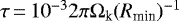 $\tau\,{=}\,10^{-3} 2\pi \Omega_{\textrm{k}}(R_{\textrm{min}}){}^{-1}$