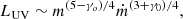 $$ \begin{aligned} L_{\rm UV}\sim m^{(5-\gamma _o)/4} \dot{m}^{(3+\gamma _{0})/4}, \end{aligned} $$