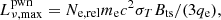 $ L_{\nu,\max}^{\mathrm{pwn}}=N_{\mathrm{e,rel}}{m_{\mathrm{e}}c^2\sigma_{T} } {B}_{\mathrm{ts}}/(3q_{\mathrm{e}}), $