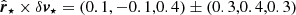$ {\hat{\boldsymbol{r}}_{\star}} \times \delta {\boldsymbol{v}_{\star}}=(0.1,-0.1,0.4)\pm(0.3,0.4,0.3) $