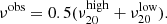 $$ \begin{aligned} \nu ^\mathrm{obs} = 0.5 (\nu _{20}^\mathrm{high} + \nu _{20}^\mathrm{low}). \end{aligned} $$