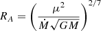 $ R_A=\left(\frac{\mu^2}{\dot M \sqrt{GM}}\right)^{2/7} $