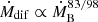 $ \dot M_{\mathrm{dif}}\propto \dot M_{\mathrm{B}}^{83/98} $