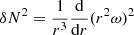 $ \delta N^2 = \frac{1}{r^3} \frac{\mathrm{d}}{\mathrm{d}r}(r^2 \omega)^2 $