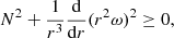 $$ \begin{aligned} N^2 + \frac{1}{r^3} \frac{\mathrm{d}}{\mathrm{d}r}(r^2\omega )^2 \ge 0, \end{aligned} $$