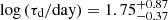 $ \log\,(\tau_{\mathrm{d}}/\mathrm{day})=1.75^{+0.87}_{-0.37} $