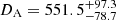 $ D_{\mathrm{A}} = 551.5^{+97.3}_{-78.7} $