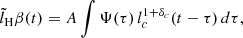 $$ \begin{aligned} \tilde{l}_\mathrm H\beta (t) = A \int \Psi (\tau ) \, l_c^{1+\delta _c}(t - \tau ) \, d\tau , \end{aligned} $$