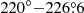 $ 220^\circ{-}226{{\overset{\circ}{.}}}6 $