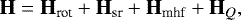 \begin{equation*} \textbf{H} = \textbf{H}_{\textrm{rot}} + \textbf{H}_{\textrm{sr}} + \textbf{H}_{\textrm{mhf}} + \textbf{H}_Q ,\end{equation*}