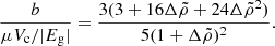 $$ \begin{aligned} \frac{b}{\mu V_{\rm c}/|E_{\rm g}|} =\frac{3(3+16\Delta \tilde{\rho }+24\Delta \tilde{\rho }^2)}{5(1+\Delta \tilde{\rho })^2}. \end{aligned} $$