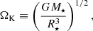 $$ \begin{aligned} \Omega _{\rm K}\equiv \left(\frac{GM_\star }{R_\star ^3}\right)^{1/2}, \end{aligned} $$