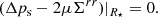 $$ \begin{aligned} (\Delta p_{\rm s}-2\mu \Sigma ^{rr})|_{R_{\star }}&=0. \end{aligned} $$