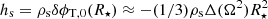 $ h_{\rm s}=\rho_{\rm s}\delta\phi_{{\rm T},0}(R_\star)\approx-(1/3)\rho_{\rm s}\Delta(\Omega^2)R_\star^2 $