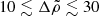 $ 10\lesssim\Delta\tilde\rho\lesssim 30 $