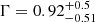 $ \Gamma=0.92^{+0.5}_{-0.51} $