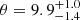 $ \theta=9.9^{+1.0}_{-1.4} $