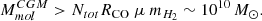 $$ \begin{aligned} M_{mol}^{CGM} > N_{tot} R_{\rm CO}~\mu ~m_{H_2} \sim 10^{10}\,M_{\odot }. \end{aligned} $$