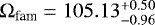$\Omega_{\textrm{fam}} = 105.13^{+0.50}_{-0.96}$