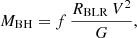 $$ \begin{aligned} M_{\rm BH} = f \, \frac{R_{\rm BLR} \, V^2}{G}, \end{aligned} $$