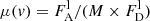 $ \mu(v) = F^{\mathrm{l}}_{\mathrm{A}}/(M \times F^{\mathrm{l}}_{\mathrm{D}}) $