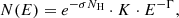 $$ \begin{aligned} N(E) = e^{-\sigma N_{\rm H}} \cdot K \cdot E^{-\Gamma } , \end{aligned} $$