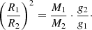 $$ \begin{aligned}&\left(\frac{\displaystyle R_1}{\displaystyle R_2}\right)^2=\frac{\displaystyle M_1}{\displaystyle M_2}\cdot \frac{\displaystyle {g}_2}{\displaystyle {g}_1}\cdot \end{aligned} $$