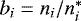 $b_i = n_i / n_i^*$