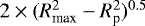 $2\times(R_{\textrm{max}}^2-R_{\textrm{p}}^2){}^{0.5}$