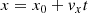 $$ \begin{aligned} x = x_0 + { v}_x t \end{aligned} $$