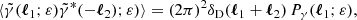 $$ \begin{aligned} \langle {\tilde{\gamma }(\boldsymbol{\ell }_1;\varepsilon ) \tilde{\gamma }^*(-\boldsymbol{\ell }_2);\varepsilon ) }\rangle = (2\pi )^2\delta _{\mathrm{D} }(\boldsymbol{\ell }_1+\boldsymbol{\ell }_2)\, P_\gamma (\boldsymbol{\ell }_1;\varepsilon ), \end{aligned} $$