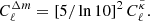 $$ \begin{aligned}&C_\ell ^{\Delta m} = \left[5/\ln 10\right]^2 C_\ell ^{\tilde{\kappa }}. \end{aligned} $$