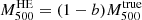 $ M_{500}^{\mathrm{HE}}=(1-b)M_{500}^{\mathrm{true}} $