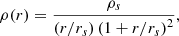 $$ \begin{aligned} \rho (r) = \frac{\rho _s}{\left( r/r_s \right)\left( 1+ r/r_s \right)^2} , \end{aligned} $$