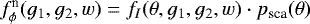 $f_{\phi}^{\textrm{n}}(g_1,g_2,w)=f_I(\theta,g_1,g_2,w)\cdot p_{\textrm{sca}}(\theta)$