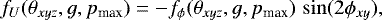 \begin{equation*} f_U(\theta_{xyz},g,p_{\textrm{max}}) =-f_{\phi}(\theta_{xyz},g,p_{\textrm{max}})\,\sin(2\phi_{xy}),\end{equation*}