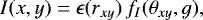 \begin{equation*}I(x,y) = \epsilon(r_{xy}) \,f_I(\theta_{xy},g), \end{equation*}