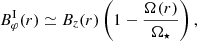 $$ \begin{aligned}&B_{\varphi }^\mathrm{I}(r) \simeq B_{z}(r) \left(1-\frac{\Omega (r)}{\Omega _\star }\right), \end{aligned} $$