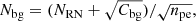 $$ \begin{aligned} N_{\rm bg} = (N_{\rm RN} + \sqrt{C_{\rm bg}})/\sqrt{n_{\rm pe}} , \end{aligned} $$
